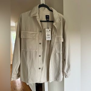 ZARA Size small Cream Button up denim New With Tags